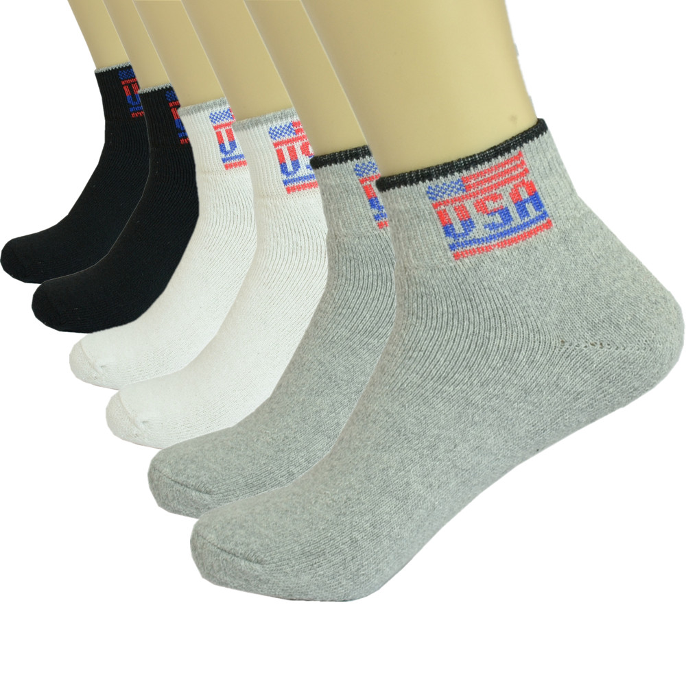 3 Pairs Mens Ankle Quarter Crew Athletic Work USA Sports Socks Cotton Size 9-13