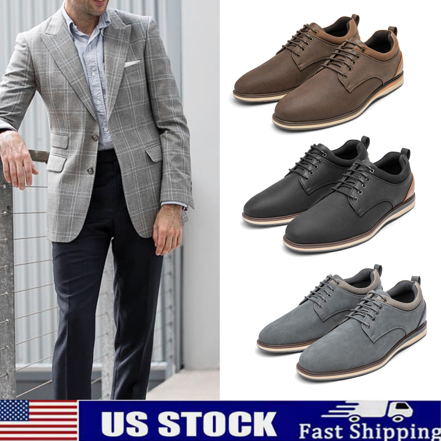 Men Dress Oxfords Casual Classic Comfortable Business Lace-Up Formal Shoes 8-13