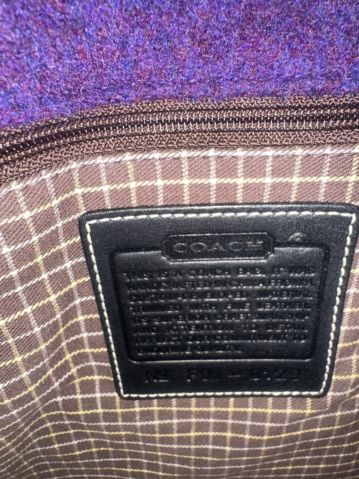 Vintage COACH 8129 Rare Pink & Purple Limited Edition Wool Tote Handbag