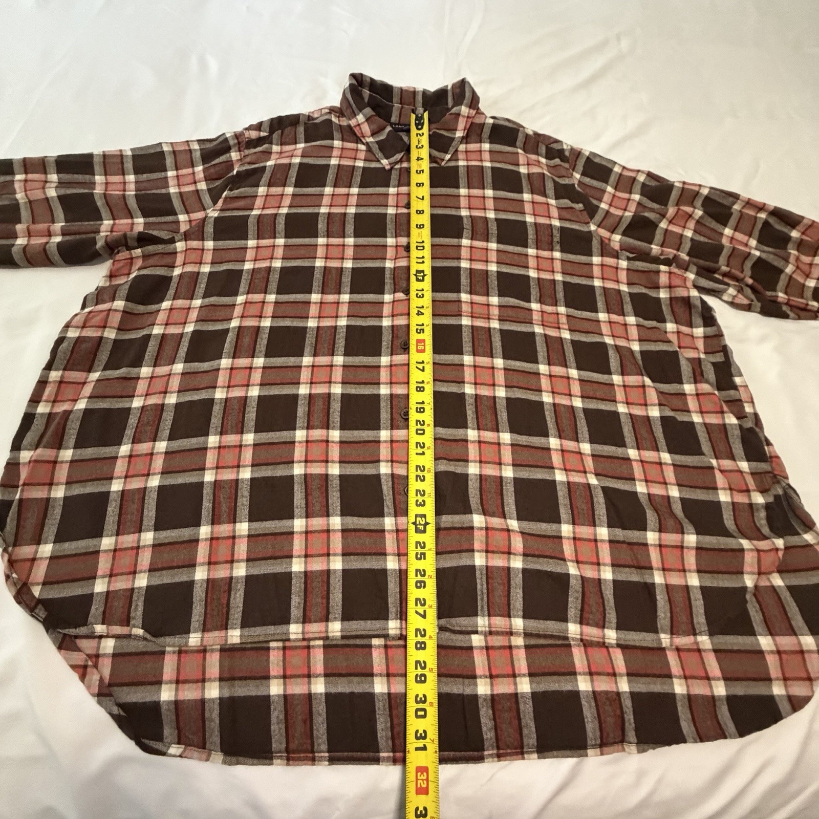 Lane Bryant 26/28 Brown Orange Plaid Tunic Shirt Soft Flannel Feel