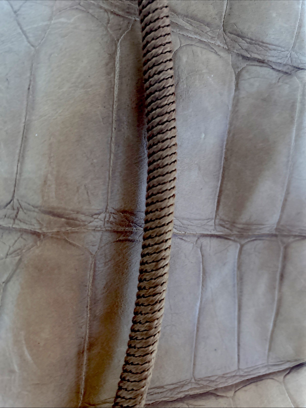 Falor Le Borse Tote Shoulder Bag Brown Crocodile Embossed Leather Italy 11”H