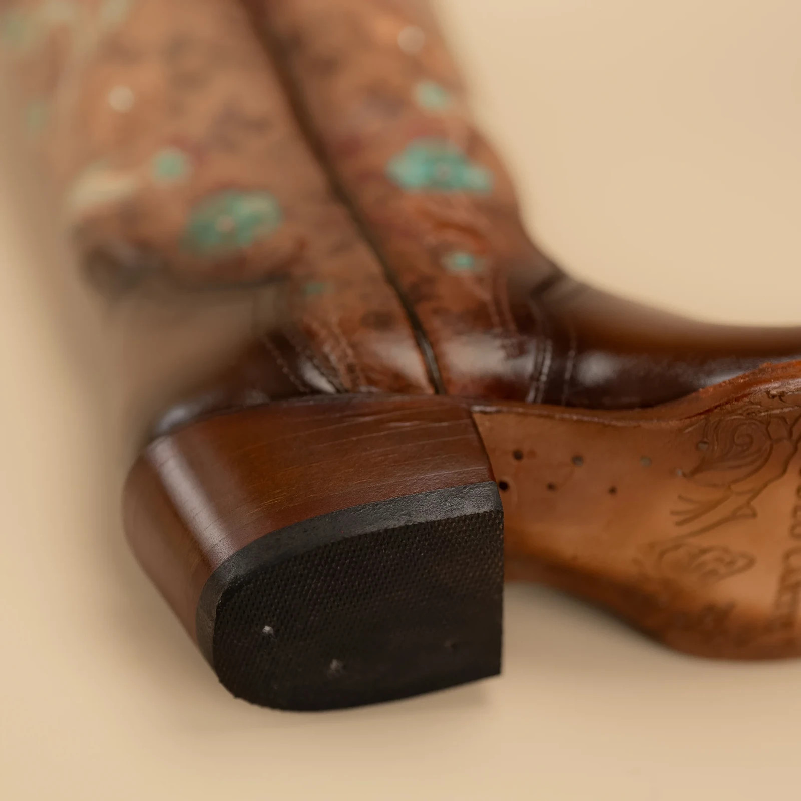 Women’s Rodeo Espresso Brown Turquoise Floral Embroidery Western Cowgirl Boots