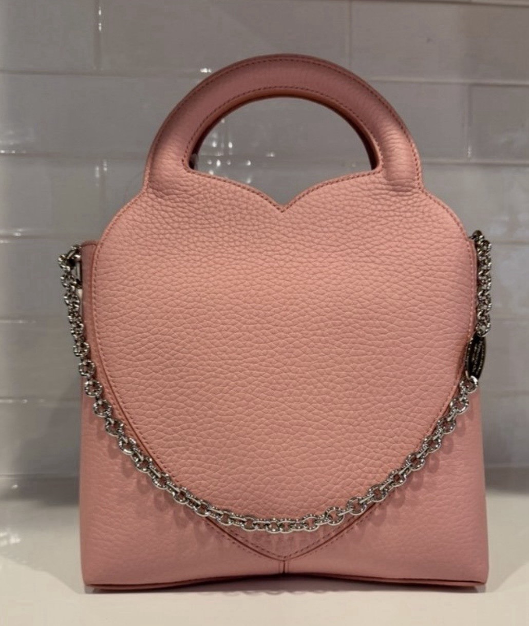 Tiffany & Co. Pink Heart Top Handle Bag Zip Closure Detachable Chain Strap