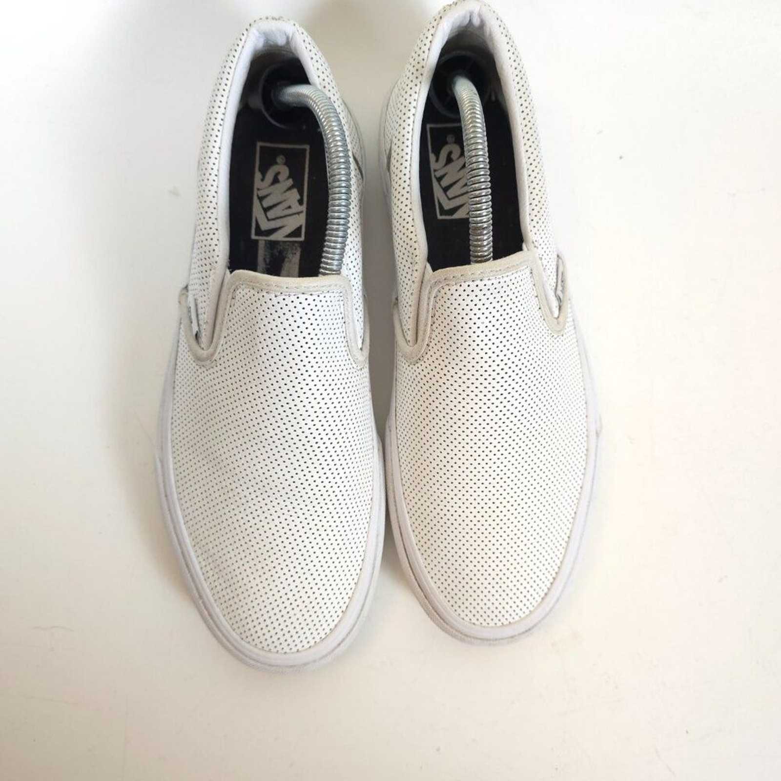 Vans Classic Slip-On Perforated White Leather Sneakers Unisex