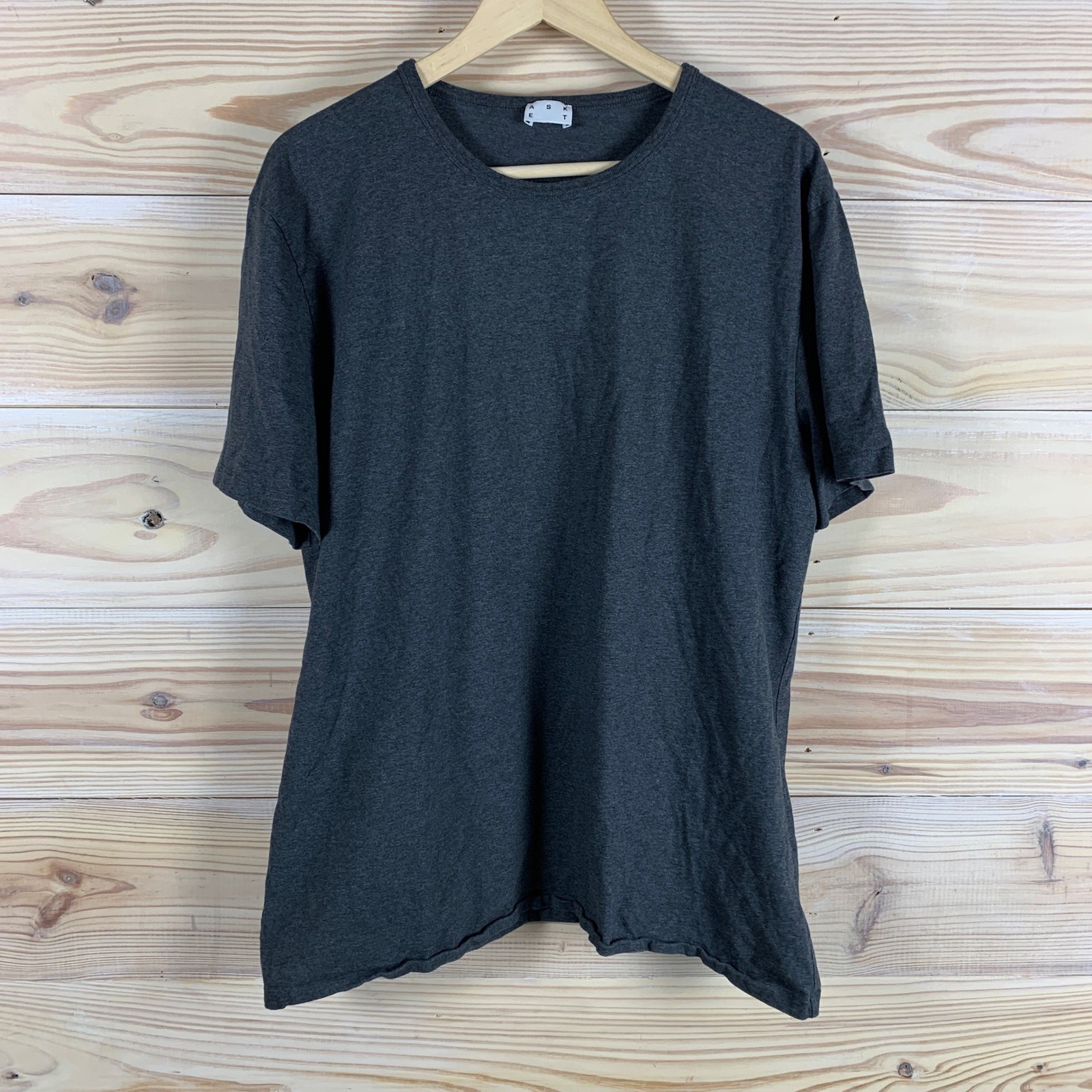 ASKET T-Shirt Mens XXL Charcoal Grey Organic Cotton Regular Fit Minimalist Tee