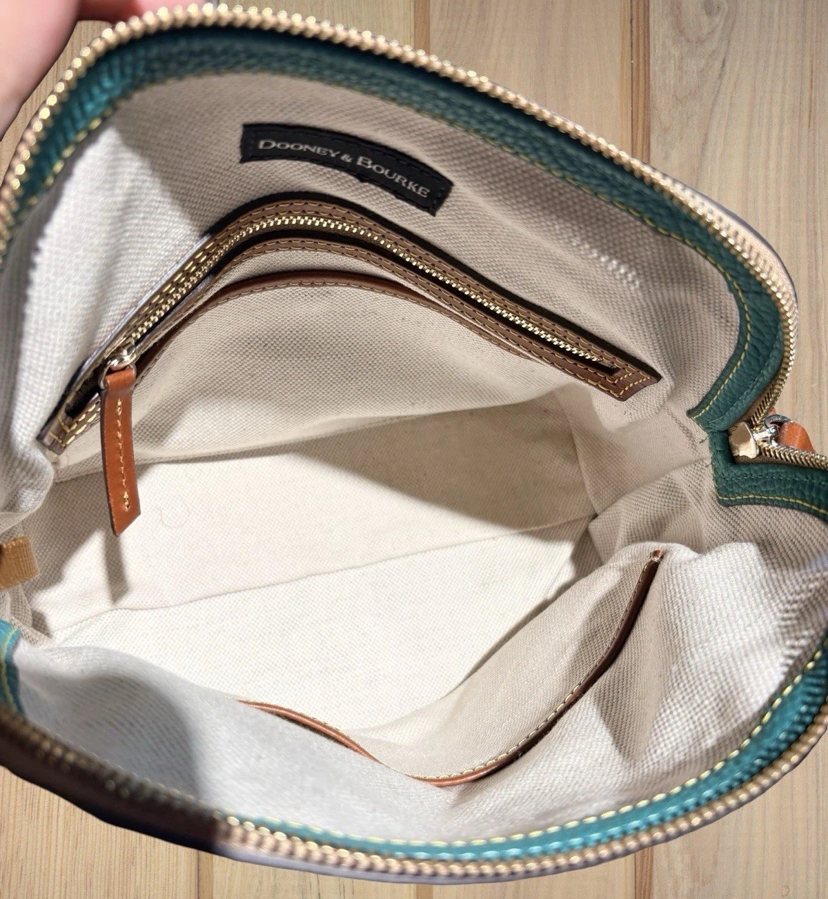 Dooney Bourke Spearmint Turquoise Green Domed Satchel Bag Pebbled Leather Purse