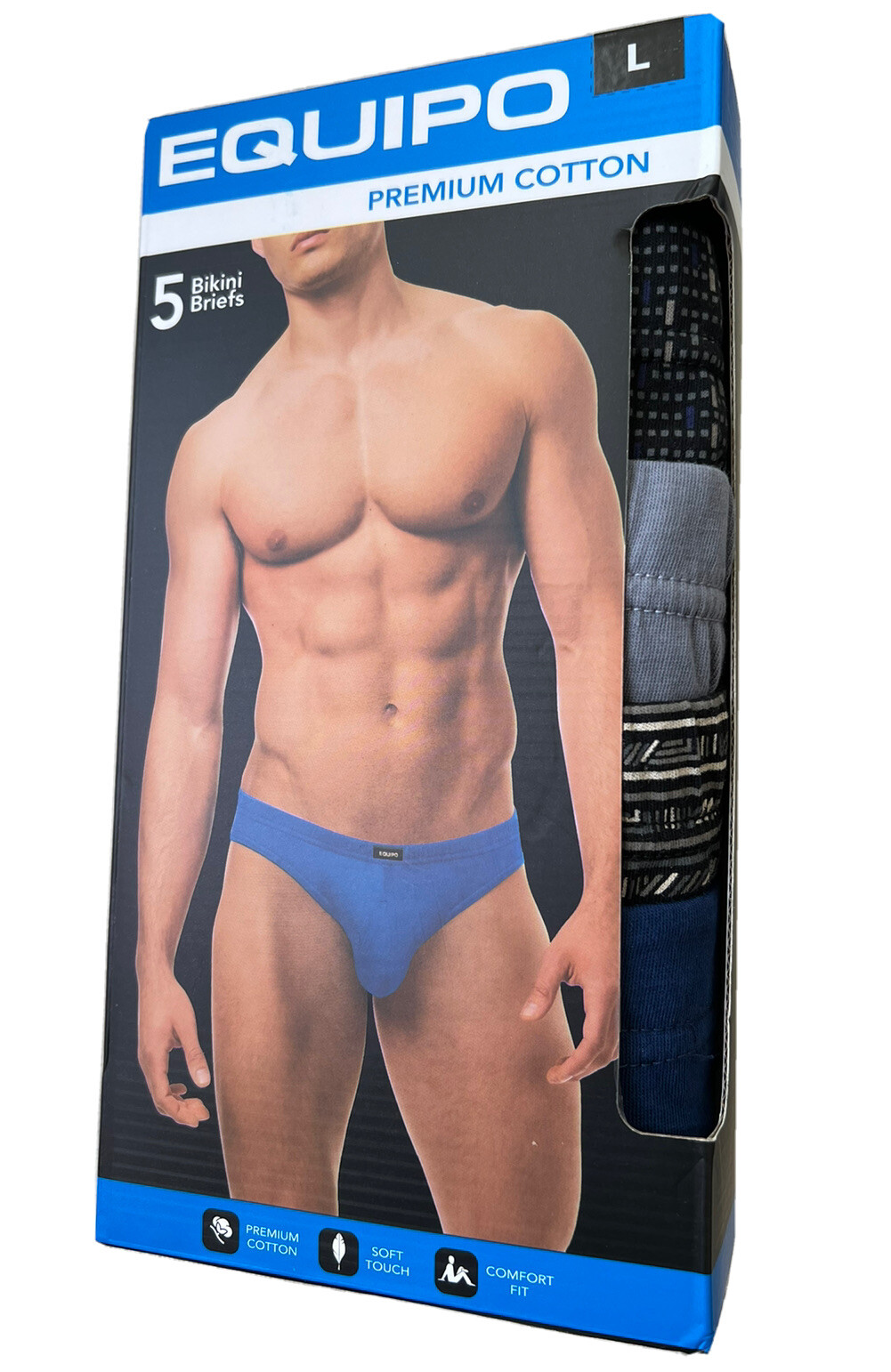 Men Equipo 5-Pack Bikini Briefs Navy-Black-Gray No Fly Premium Cotton Underwear