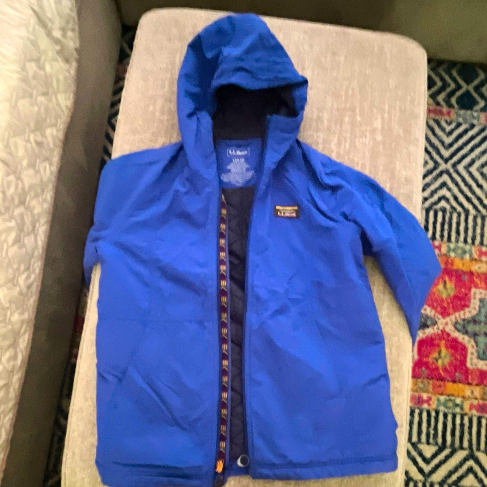 L.L.Bean Kids Blue Hooded Insulated Full Zip Quilted Nylon Jacket L 14-16