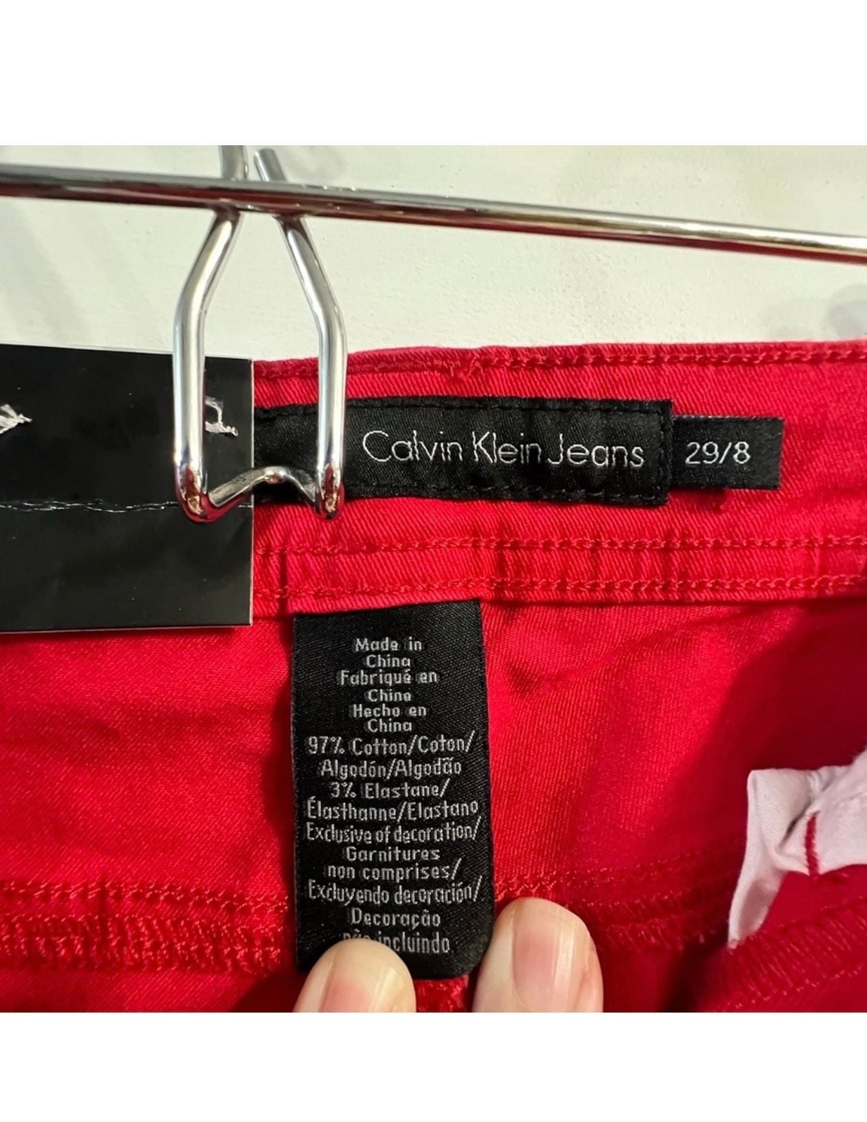 Calvin Klein Jeans Women’s Tango Red Tapered Denim Pants Size 8