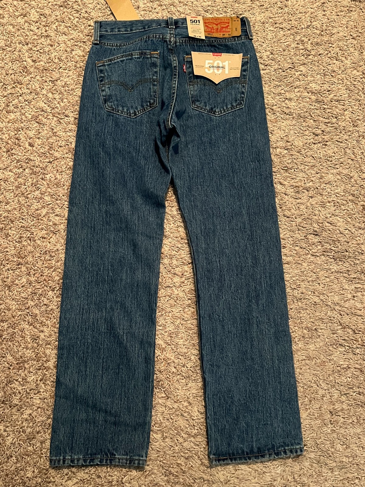 NWT Levi’s 501 Jeans Button Fly Straight Men tag=28×30 (MEASURED=28×29) (9338)