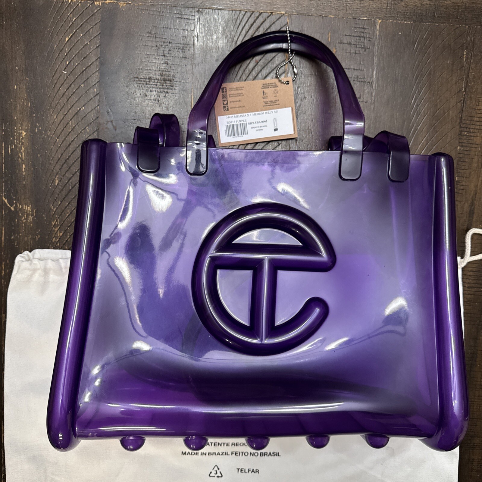New W/ Tags Melissa X Telfar ‘Medium’ Jelly Shopper – Purple