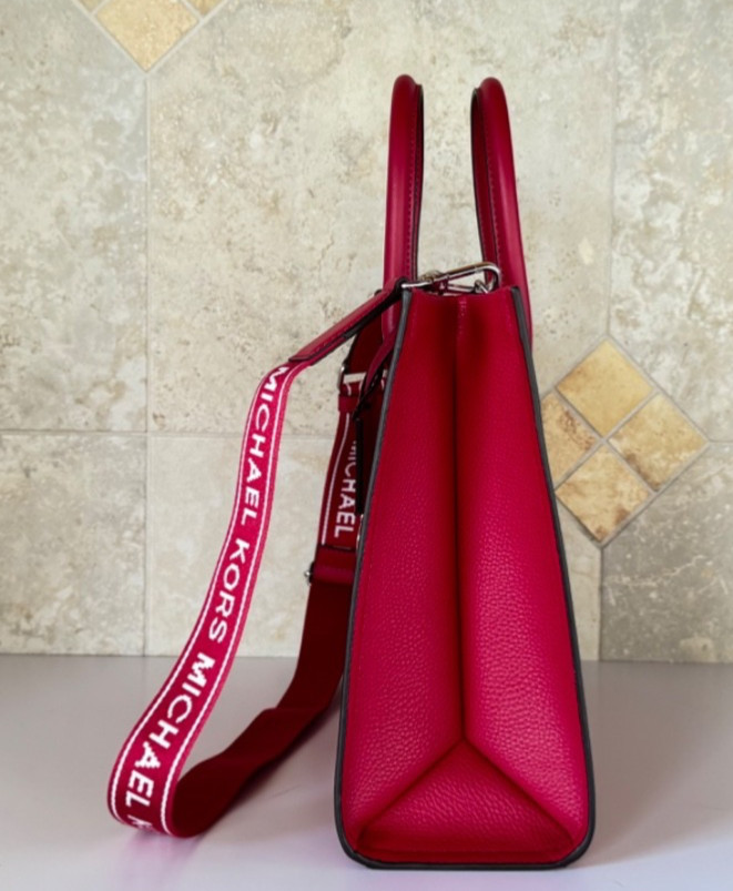 Michael Kors Mirella Medium East West Tote Satchel Shoulder Bag Dark Raspberry