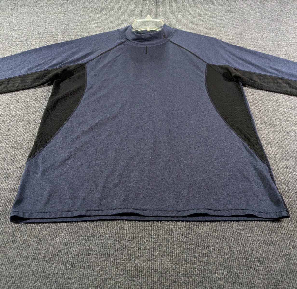 Spyder Active Mock Neck Shirt Mens Large Blue Black Long Sleeve Athletic
