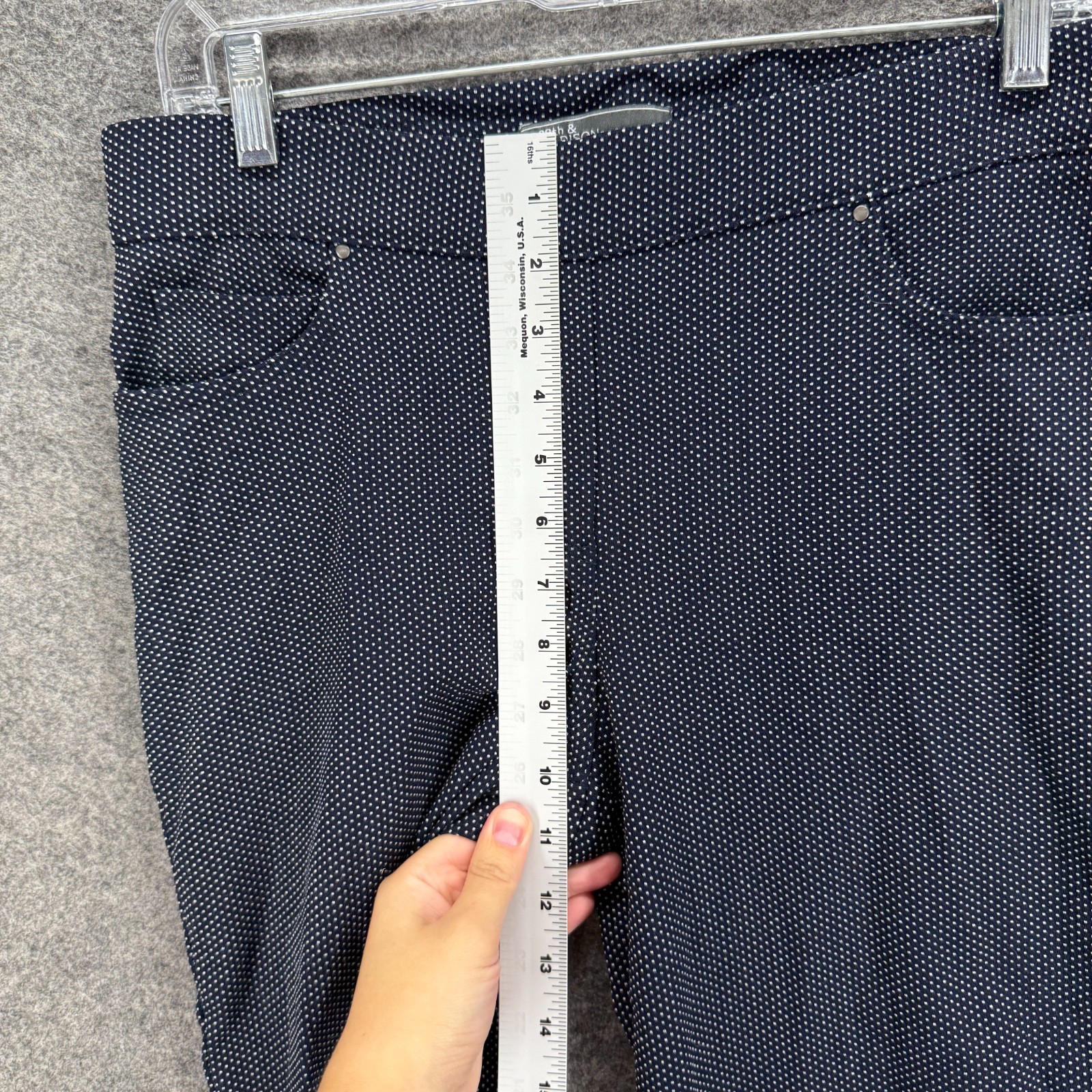 89th & Madison Cropped Pants Women M Blue Polka Dot Mid Rise Flat Front