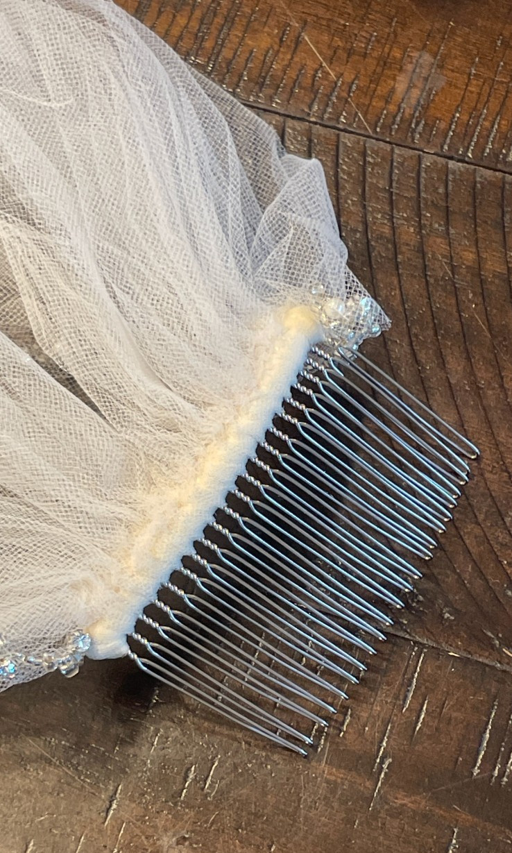 Wedding Veil-Beaded Finger-Tip Length-Dry Cleaned