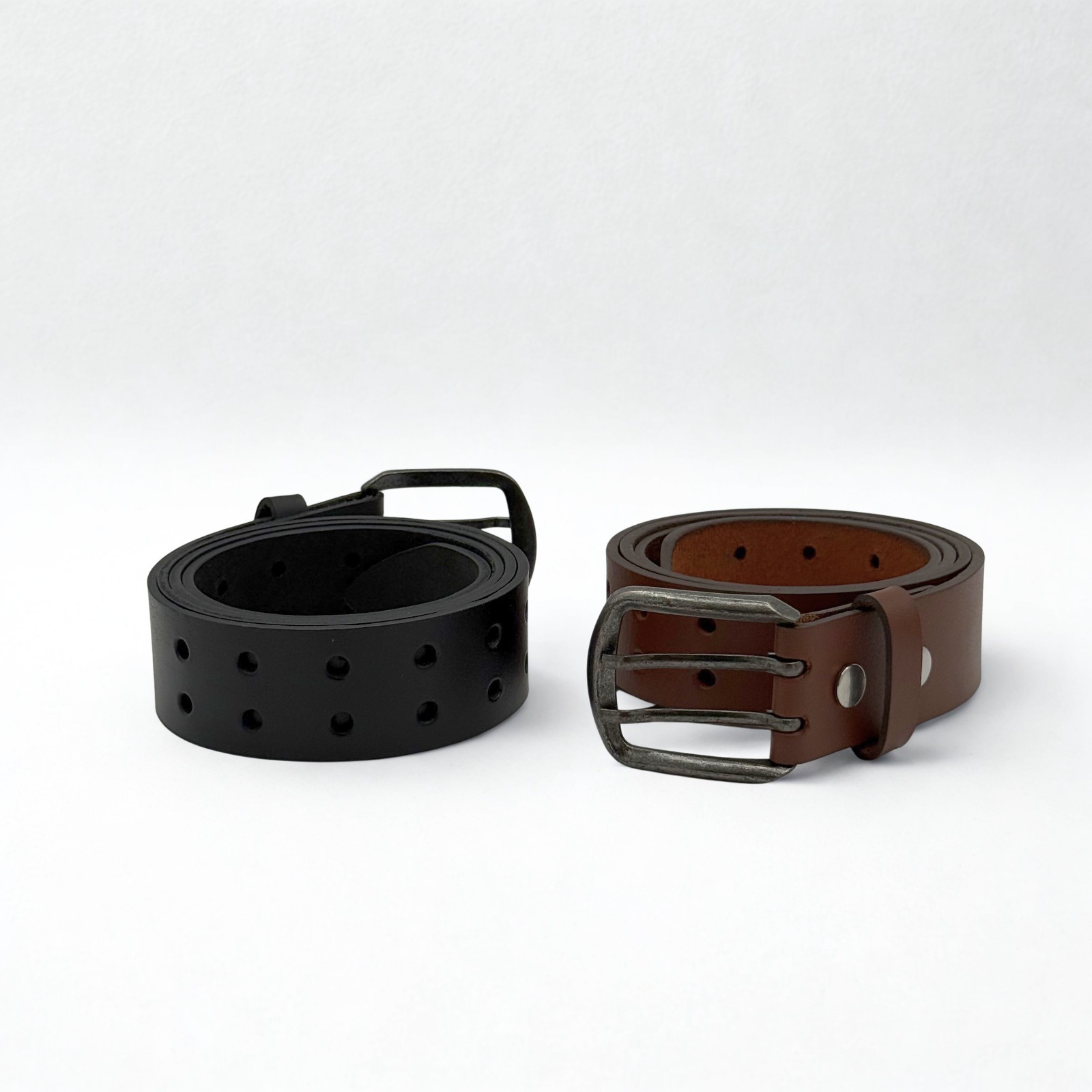 Mens Heavy Duty Buffalo Leather Belt Double Prong Two Hole Work Belt 1.5″ USA