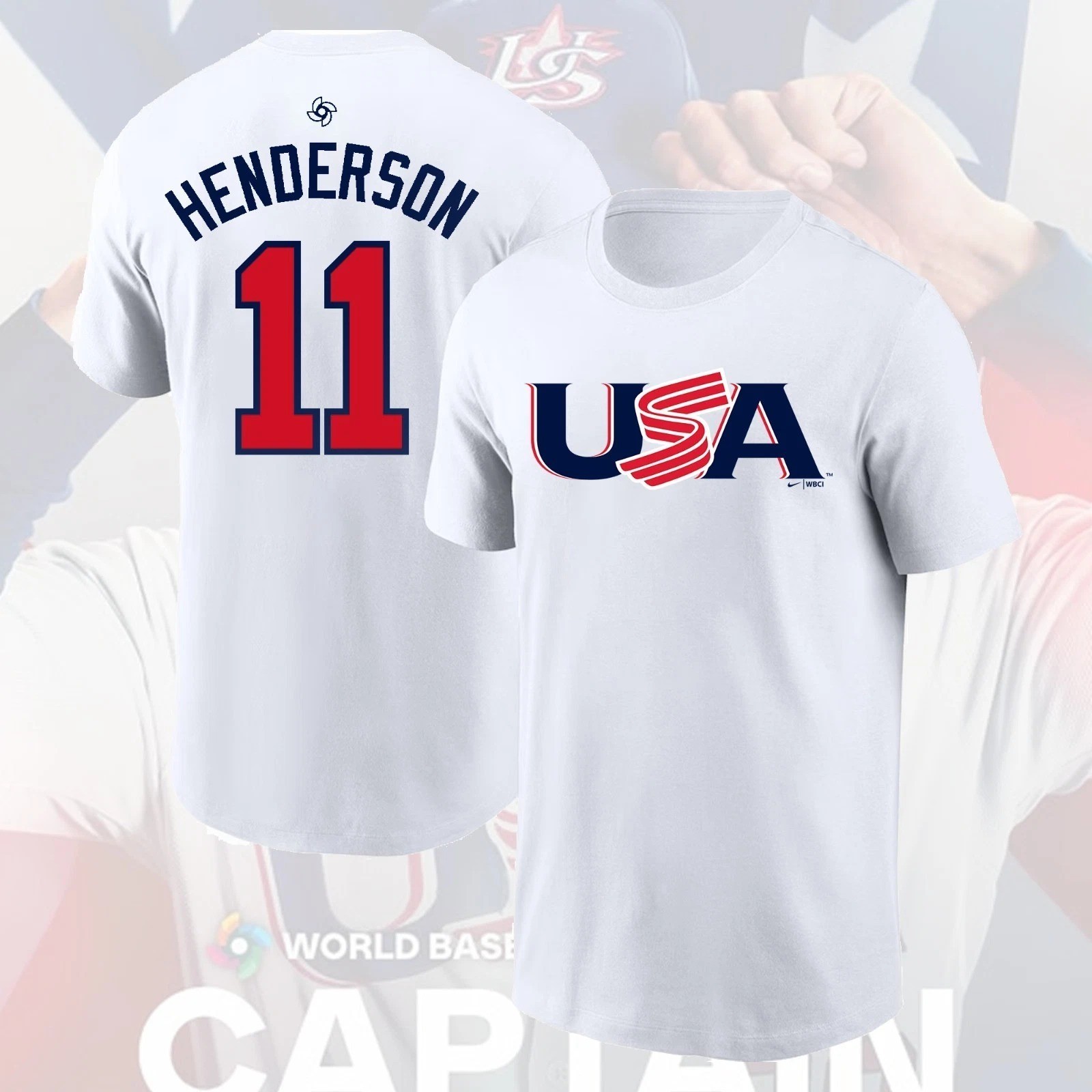 Gunnar Henderson #11 USA Team 2026 World Baseball Classic Name & Number Fan Look