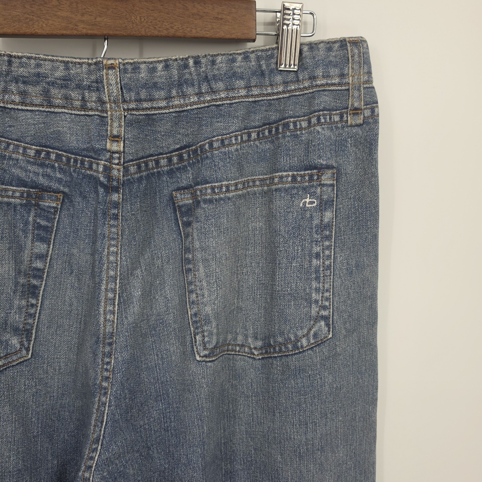 Rag & Bone Miramar Wide Leg Pants Sz L Scarlet Medium Blue Jeans Cotton Terry