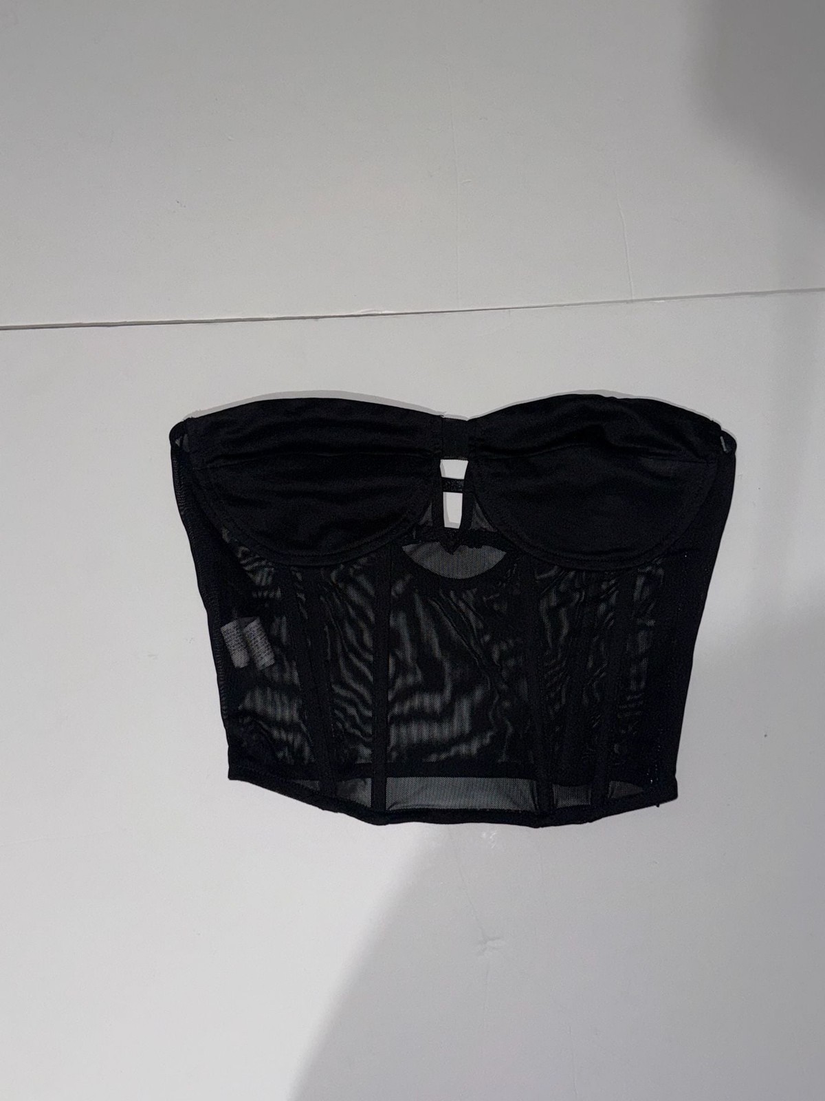 Black Mesh Strapless Corset Top
