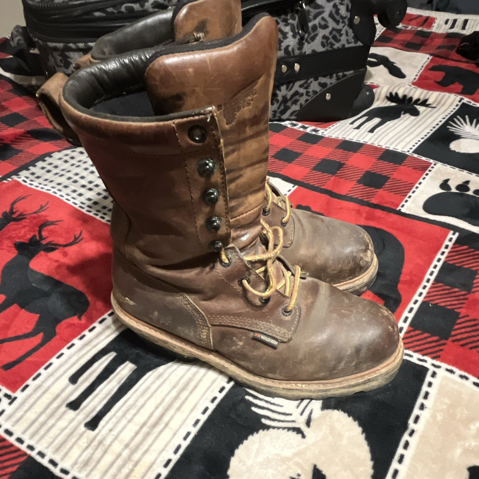 Red Wing Shoes Men’s Brown Leather Steel Toe Lace-Up Work Boots US 7 D