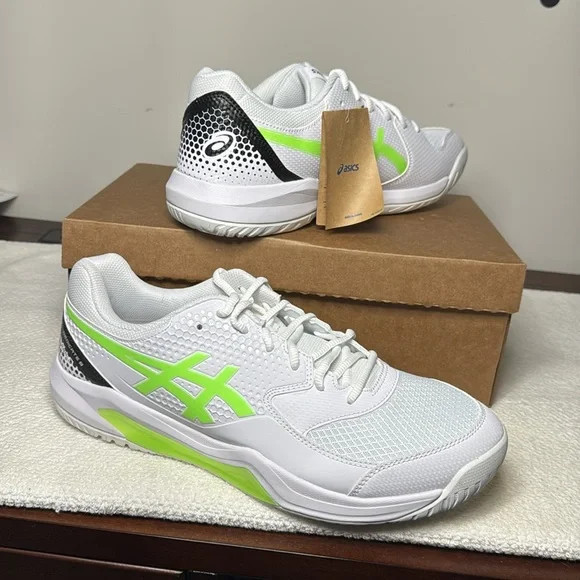 ASICS Gel-Dedicate 8 Pickleball White-Lime Burst Men’s Sneakers 11.5 (New)
