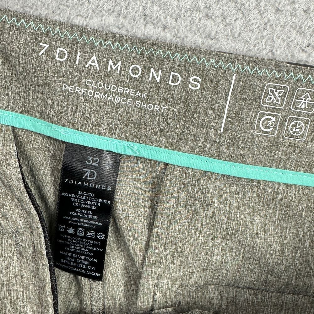 7 Diamonds 7D Cloudbreak Performance Shorts Mens 32 Grey Camo 4 Way Stretch NEW