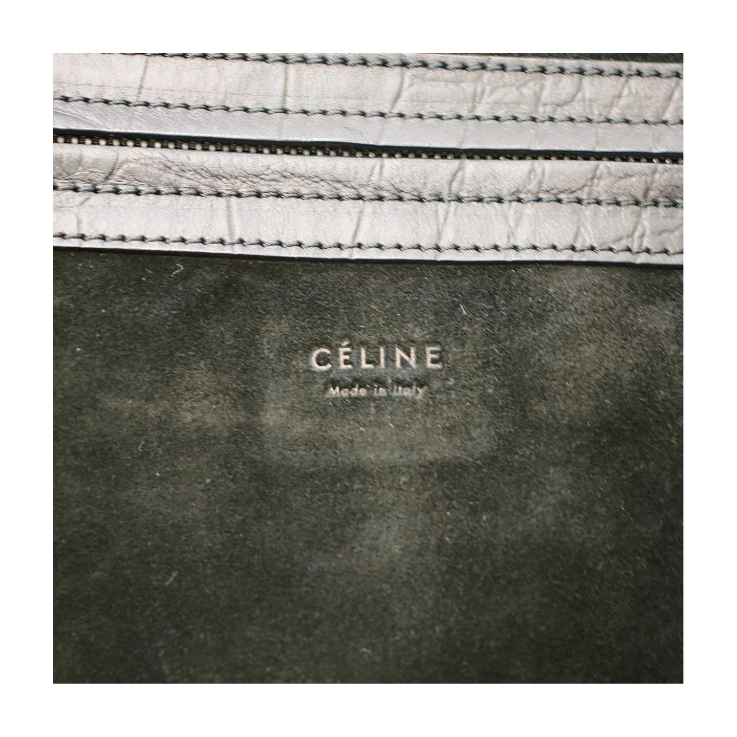 Croc CELINE Luggage Phantom Black Leather Tote Bag Handbag Medium Auth Japan