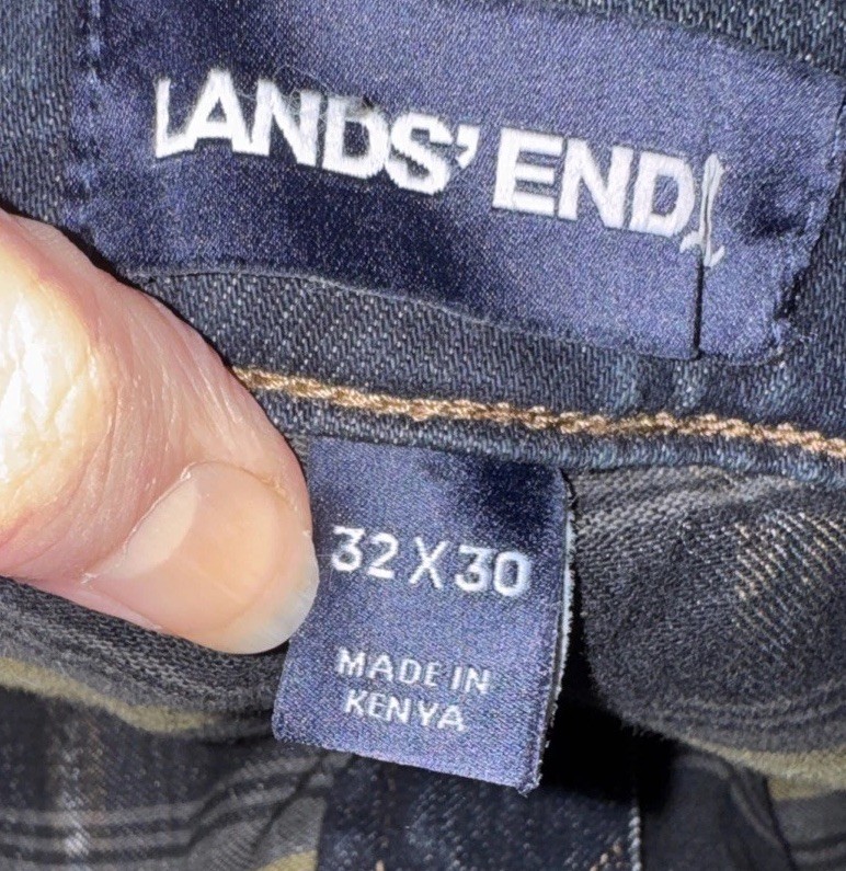 Lands’ End Mens Flannel Lined Stretch Denim Jeans 32 X 30 New