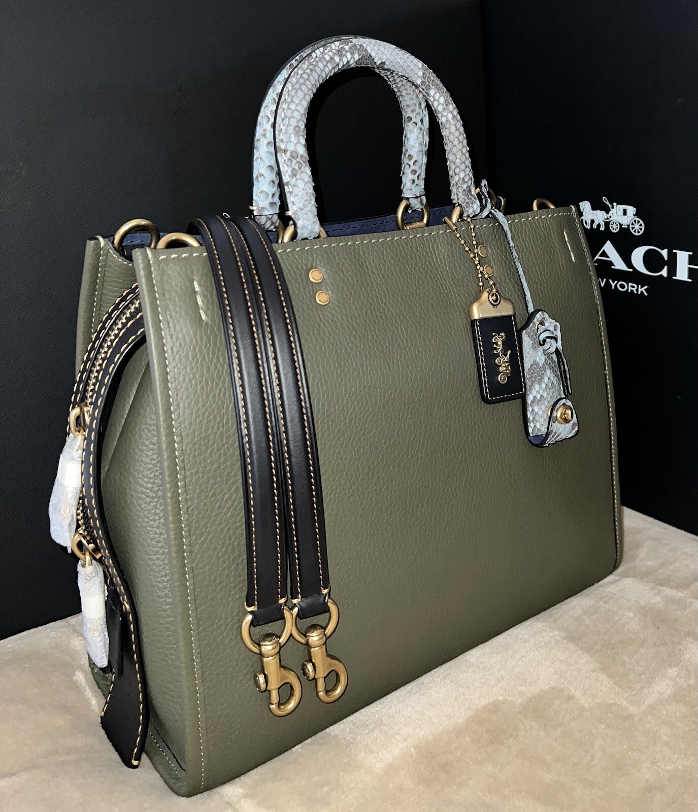 Coach 1941 MTO Rogue Bag In Colorblock With Snakeskin Detail, Style 59997, NWT!