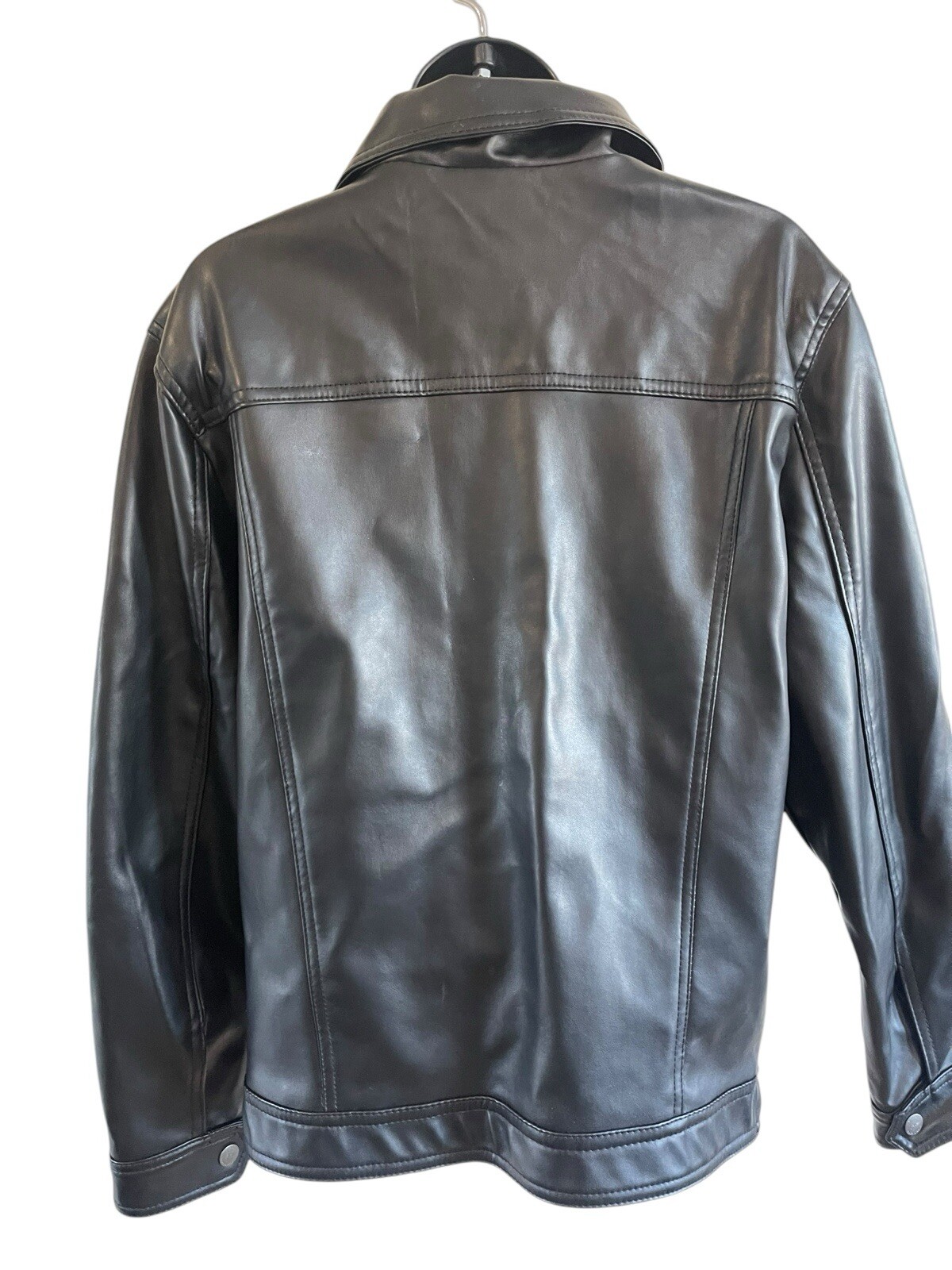 R Rosso Women’s Leather Jacket Size M NWT Black Zip Up