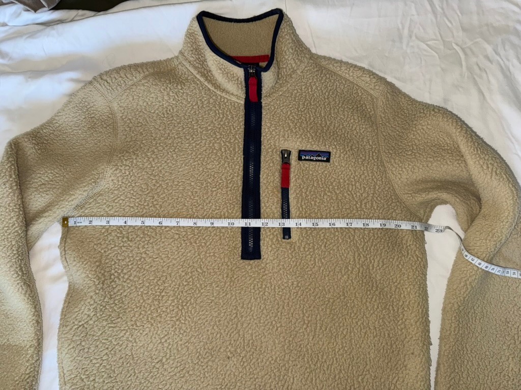 Patagonia Retro Pile Quarter Zip Fleece Mens S Tan Khaki Navy 22811