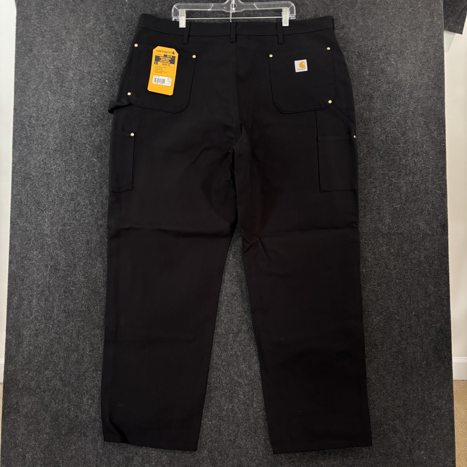 Carhartt Double Front Carpenter Work Pants Men’s 44×32 Black Duck Canvas B01-M