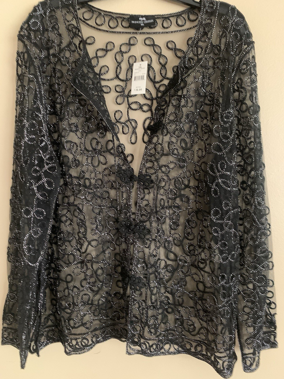 Princess Cruises Black Metallic Sheer Brocade Dinner Jacket Womens XXL NEW