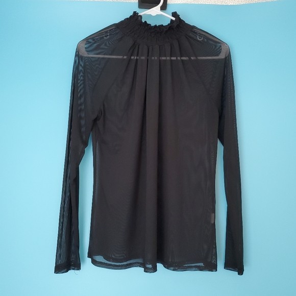 Lime N Chili Women’s Size Small Black Sheer Long Sleeve High Neck Top