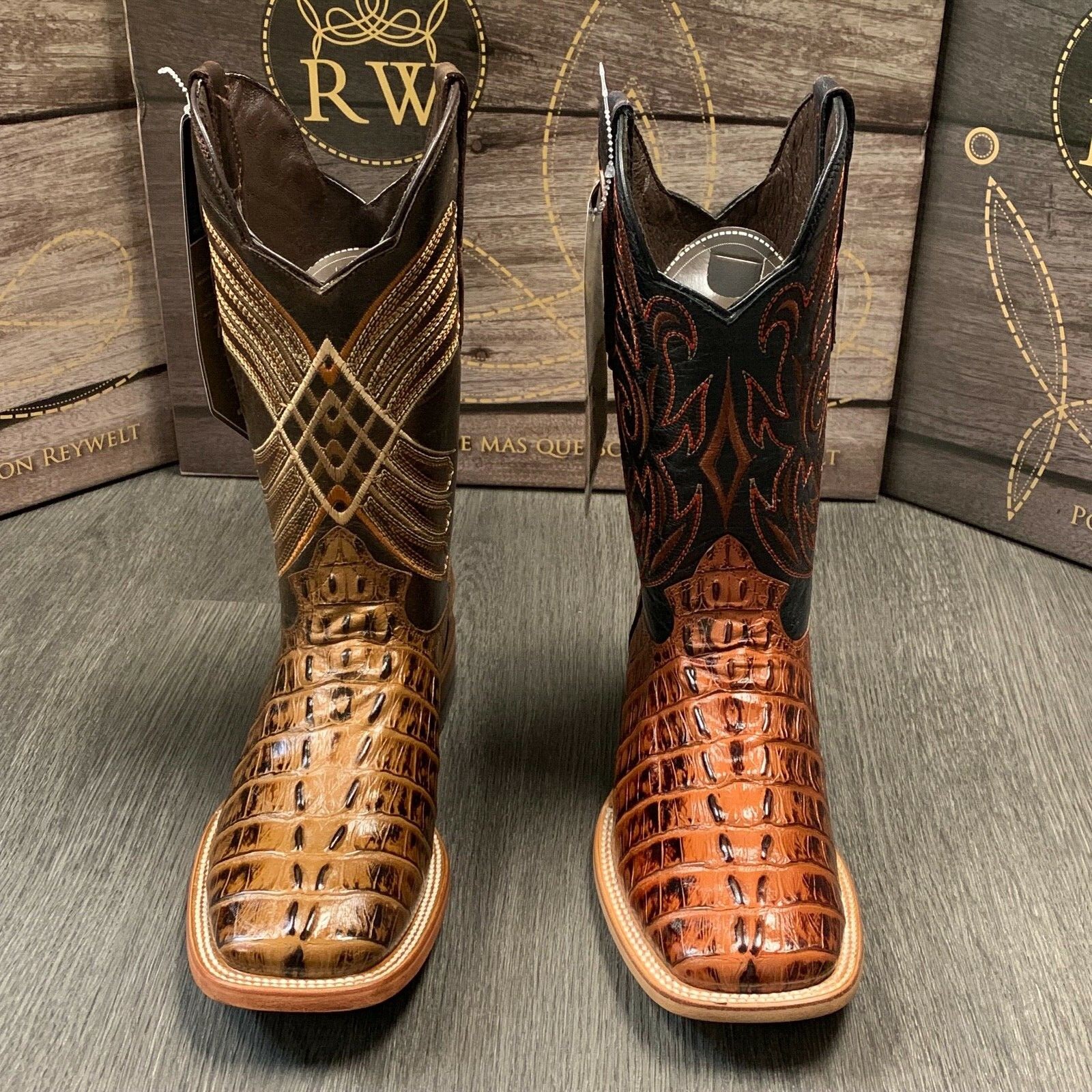 MEN’S RODEO COWBOY ALLIGATOR TAIL PRINT WESTERN SQUARE TOE BOOTS MEXICO PRODUCT