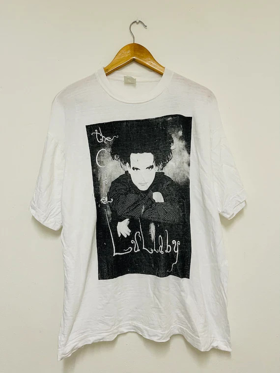 The Cure Lullaby 1989 Distressed Band TShirt White Post Punk Robert Smith BTH225