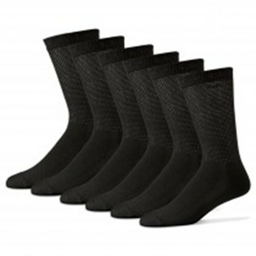 6 Pair Black Men’s Women Physicians Choice Crew Cushioned Diabetic Socks 3 Sizes
