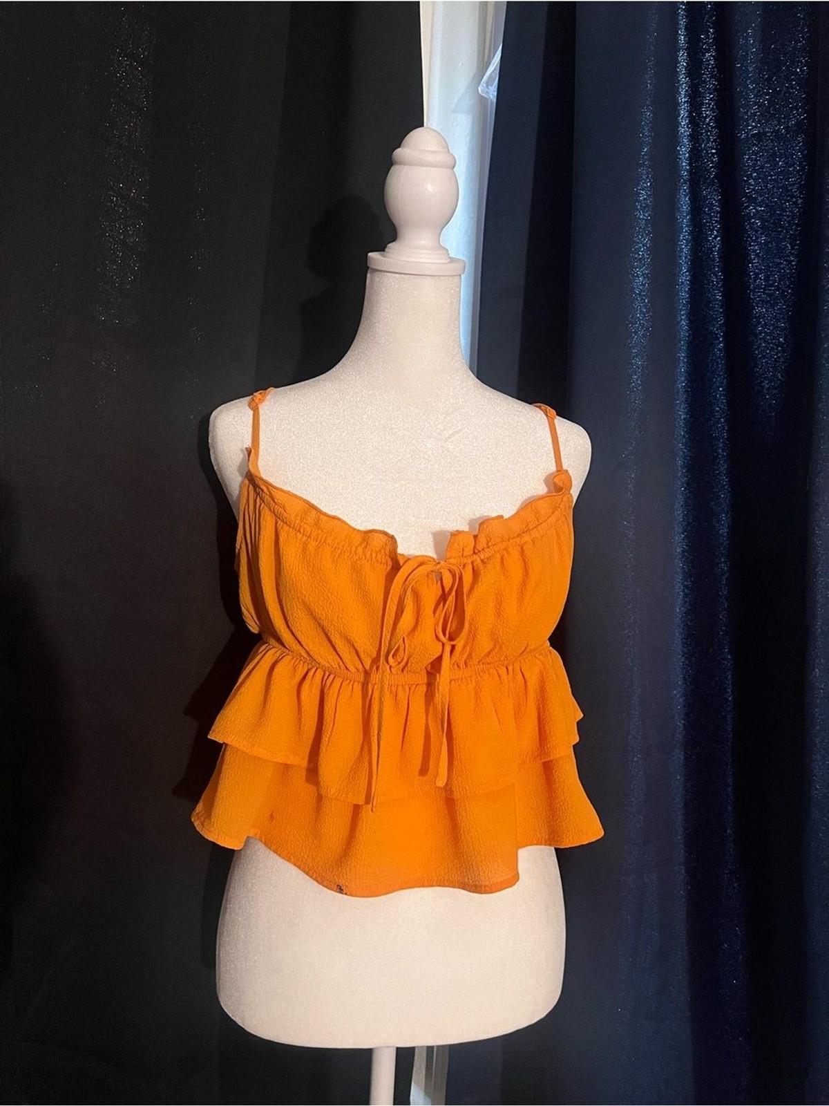 Wild Fable Orange Tiered Ruffle Cami Tank Top Size Medium