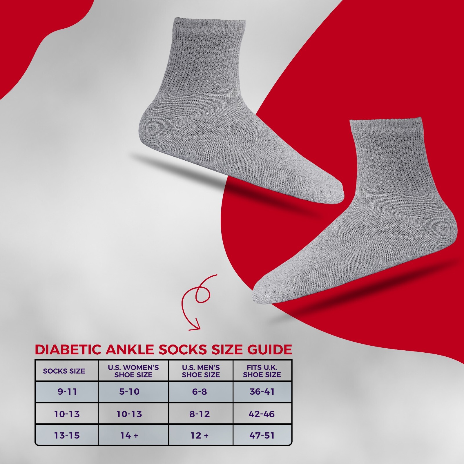 12 Pairs Men’s Grey Circulatory Health Diabetic Ankle Quarter Socks Size 13-15