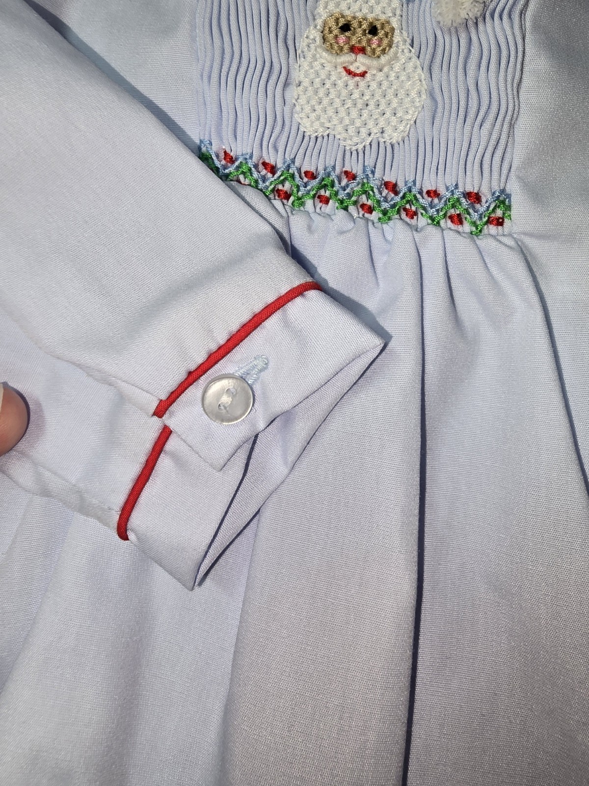 NWT Petit Ami Smocked Lt Blue Dress 3 Month Santa. Precious!