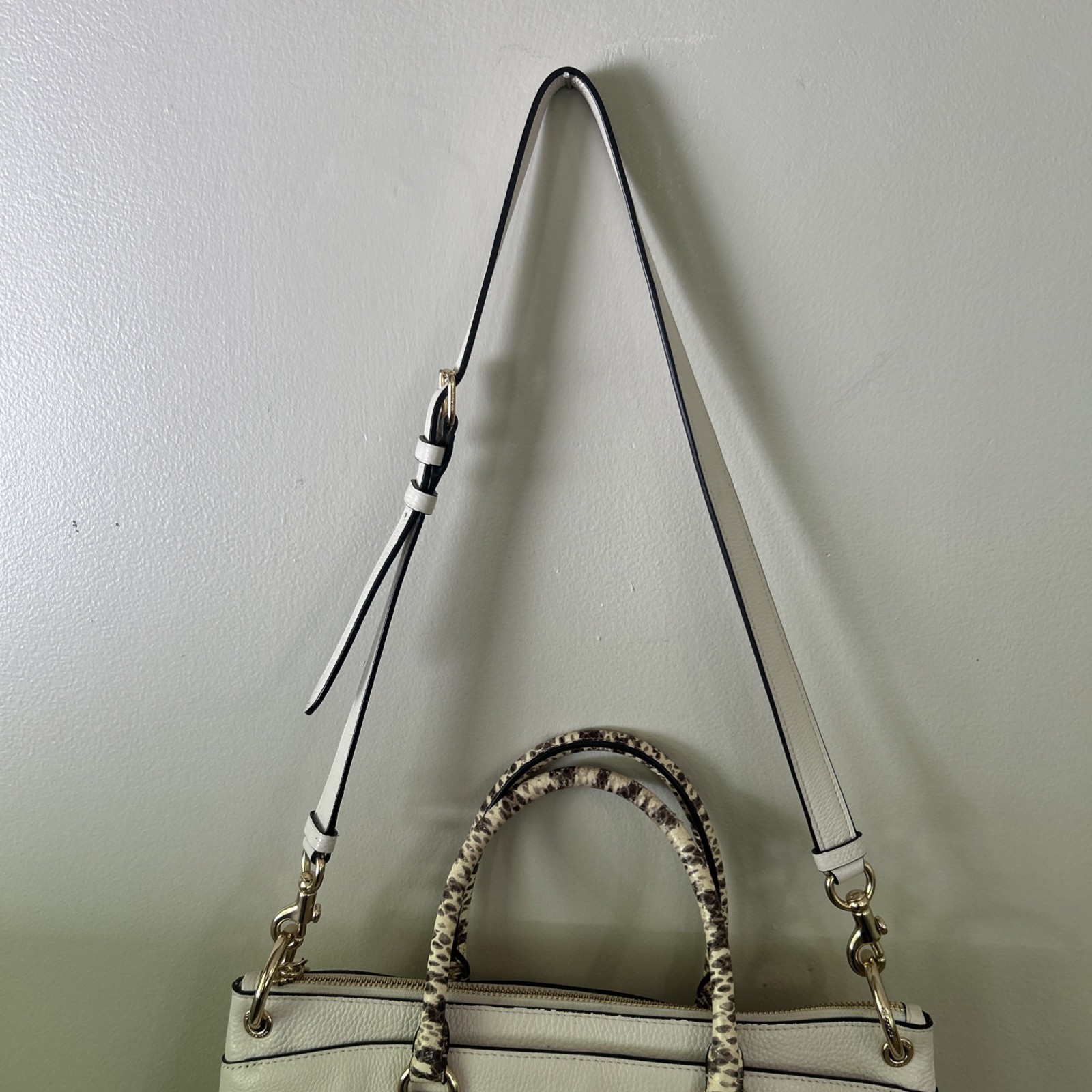 COACH Chalk Pebble Leather MIA Satchel W/ Exotic Trim #76642 EUC