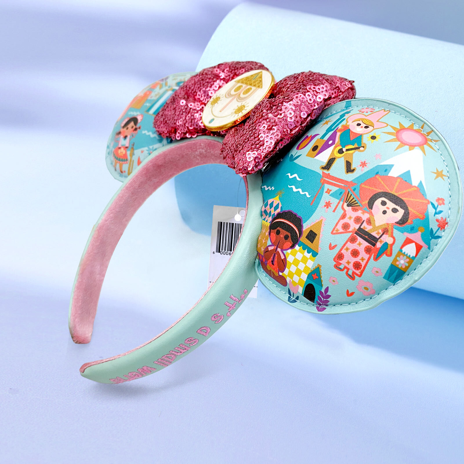 Disney-Park’s It’s a Small World Minnie Mouse Sequined Bow Ears Headband US