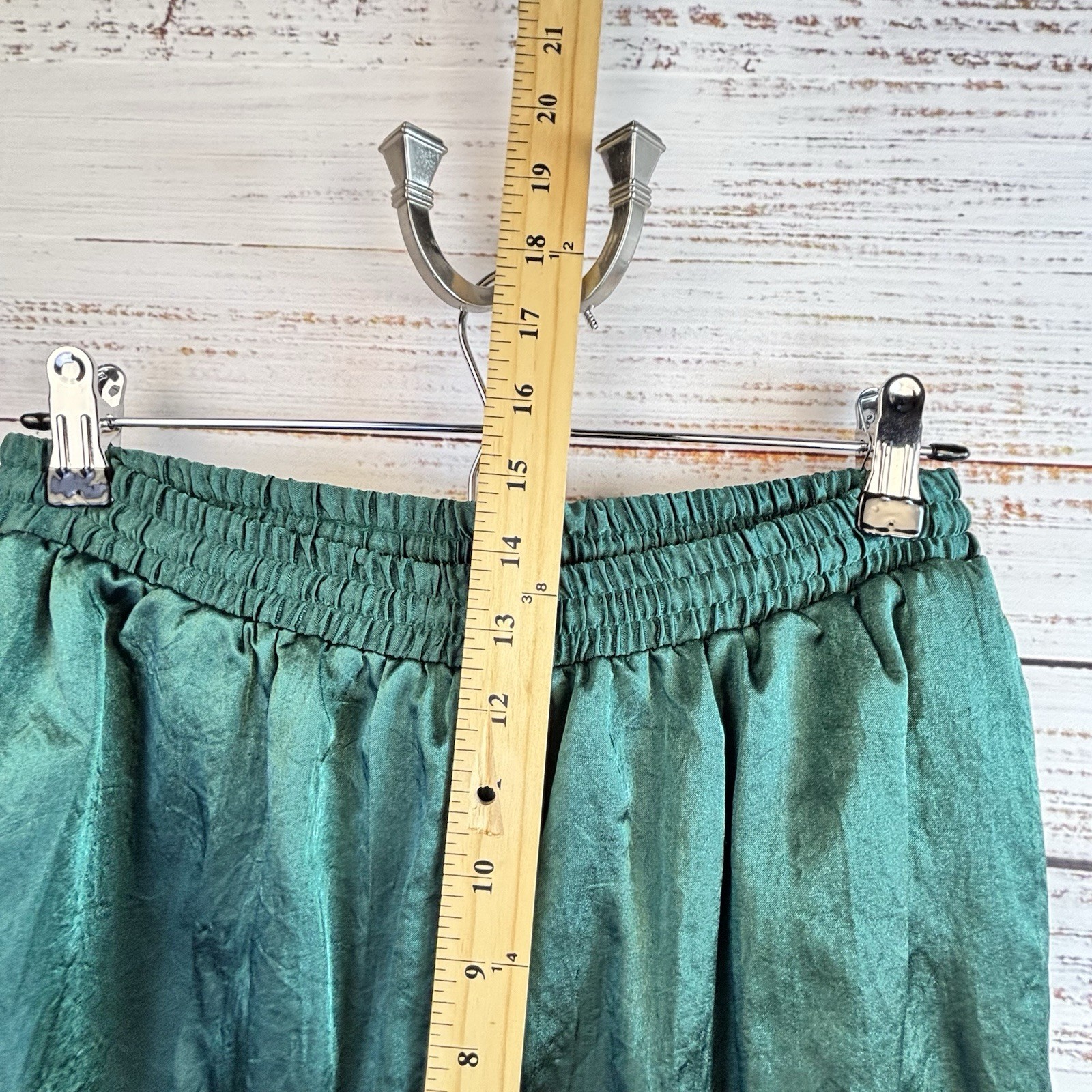 Vintage Parachute Pants M Emerald Green Silky Shiny Lined Barrel Jogger Wide