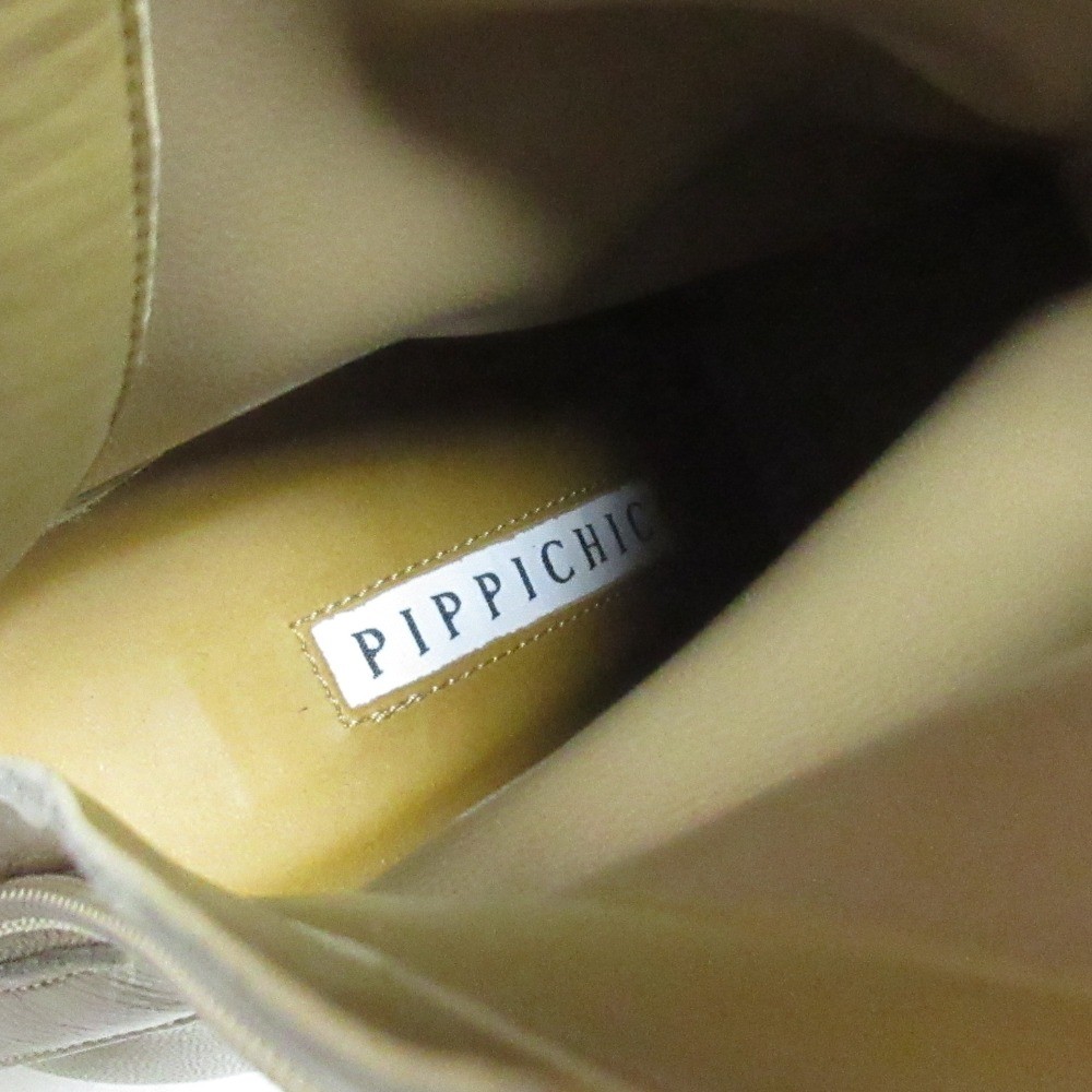 PIPPICHIC pointed toe stretch short boots, size 36.5 (9.3″”), beige Women USED