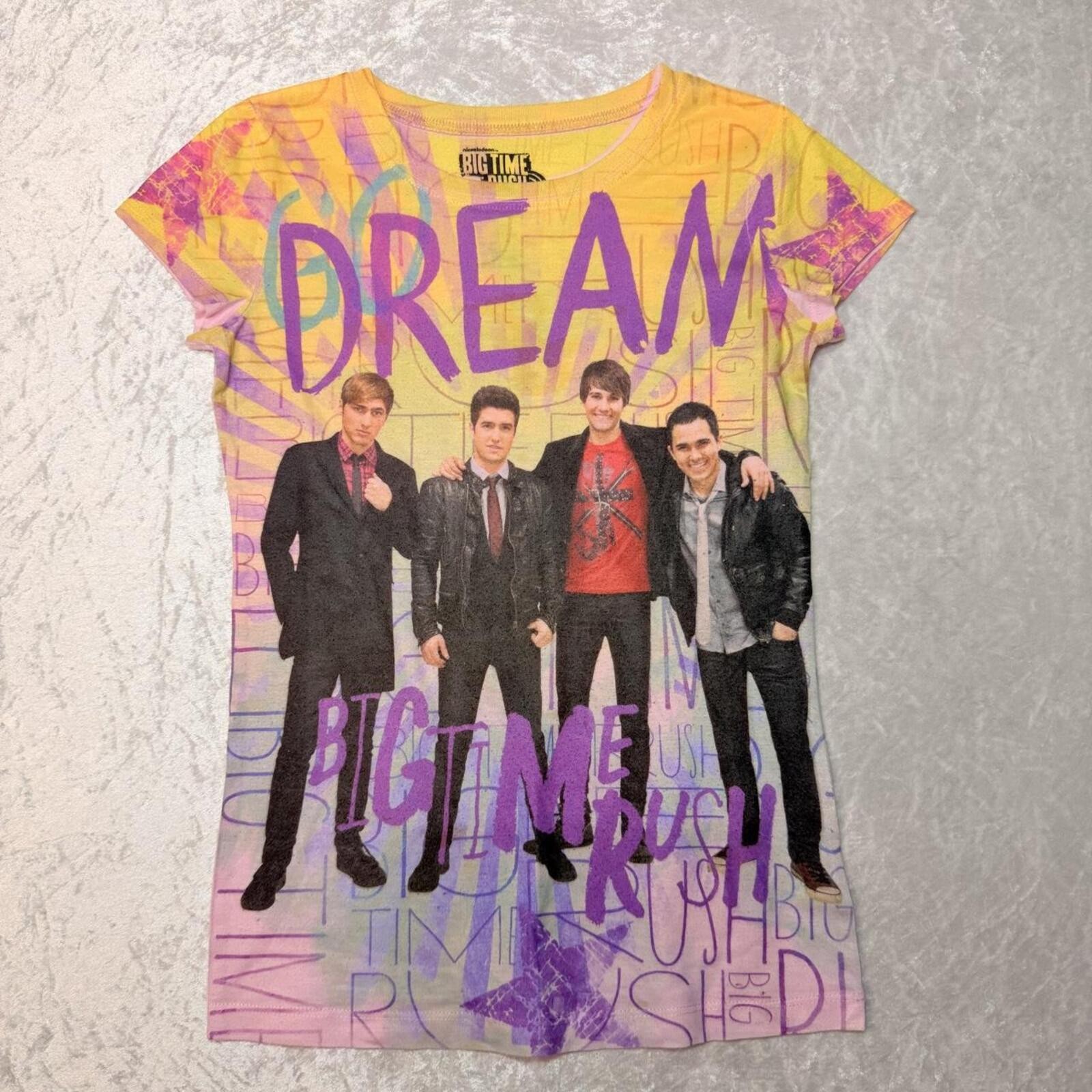 Big Time Rush pink & yellow graphic band tee