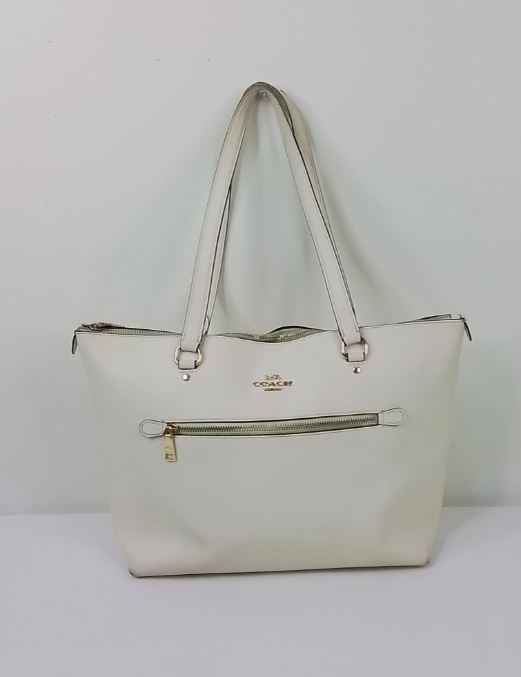 Coach Gallery Leather Tote Purse Gold/Chalk F79608 #J3032