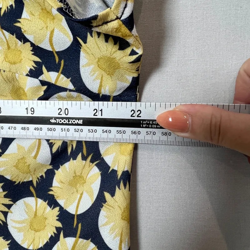Vintage Lemon Print Blouse No Brand Size Ivory Yellow Blue Viscose Short Sleeve