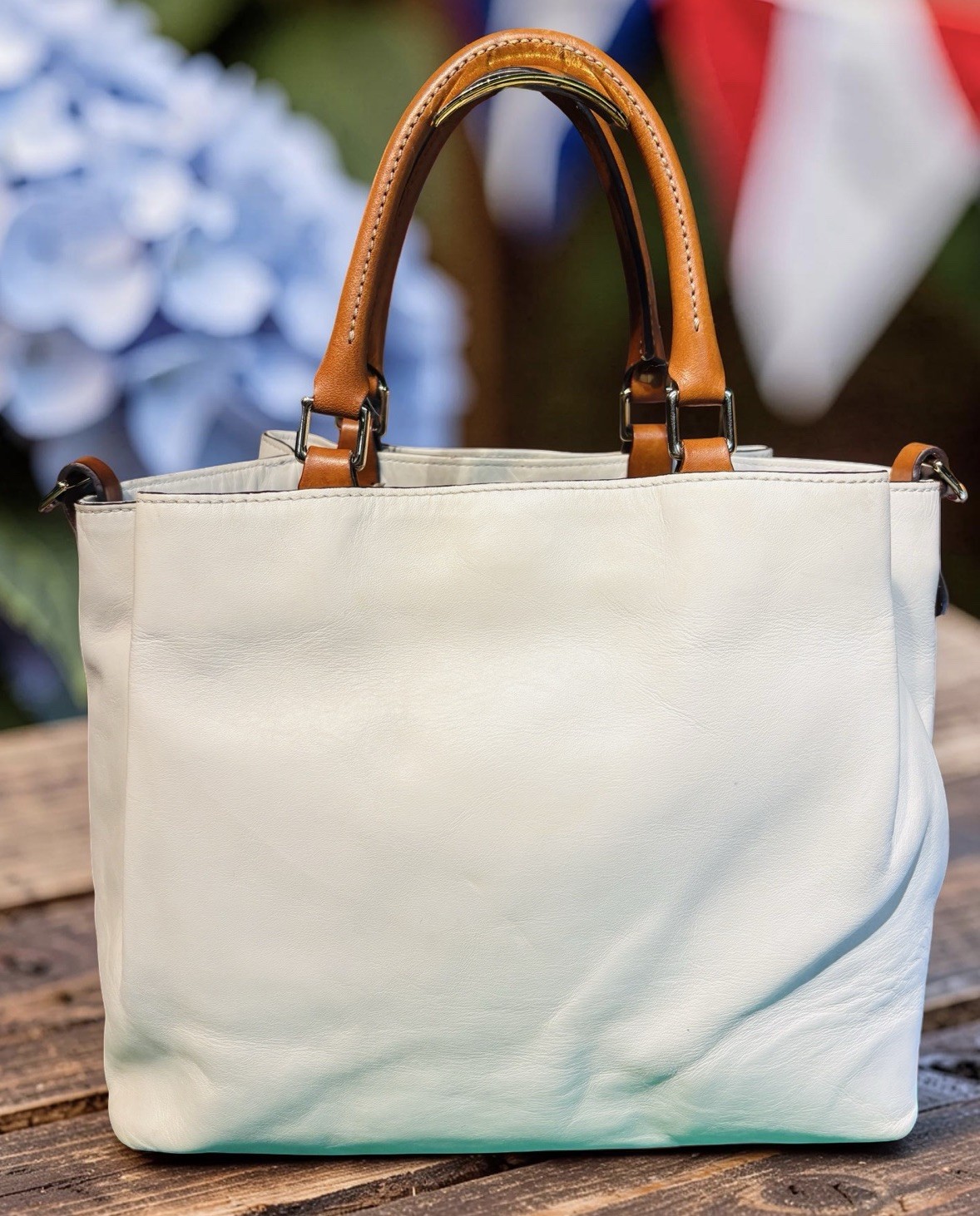 Dooney Bourke Bone Off-White City Barlow Smooth Leather Large Satchel Bag