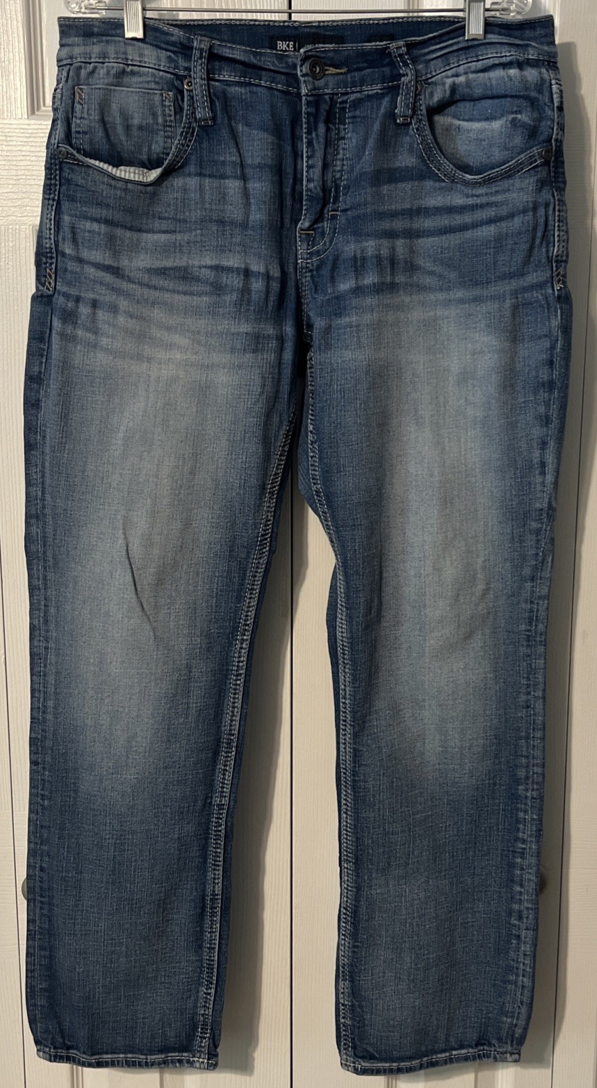 BKE Jake Straight Stretch Mid Rise Medium Wash Blue Jeans Men’s Size 34×32