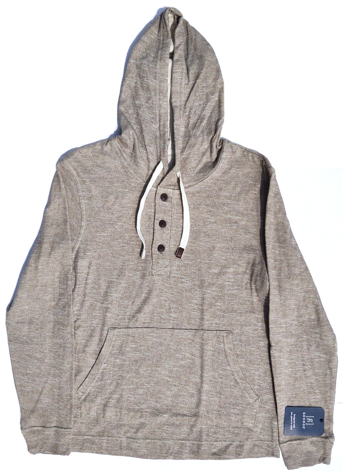 George Long Sleeve Henley Hoodie Green Artichoke Small (34-36)